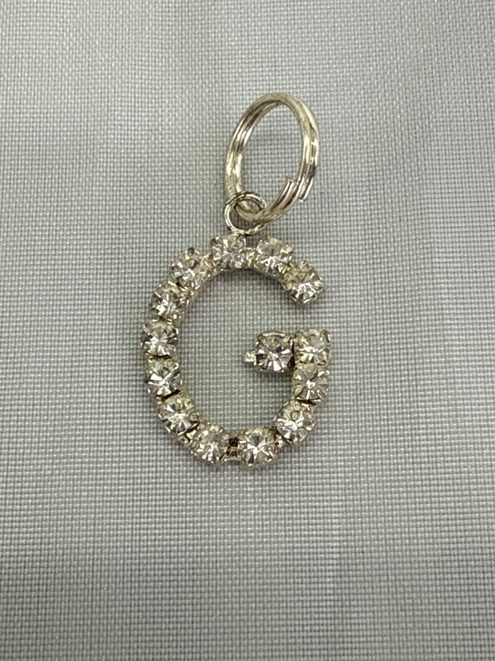 Rhinestone Letter G Charm Silver Bling Y2K Initial Pendant Coquette